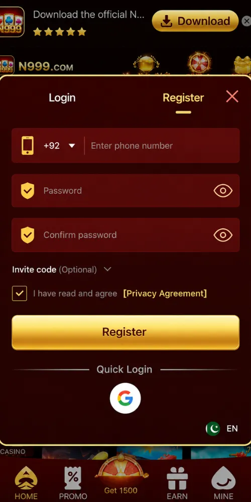 N9999 game register